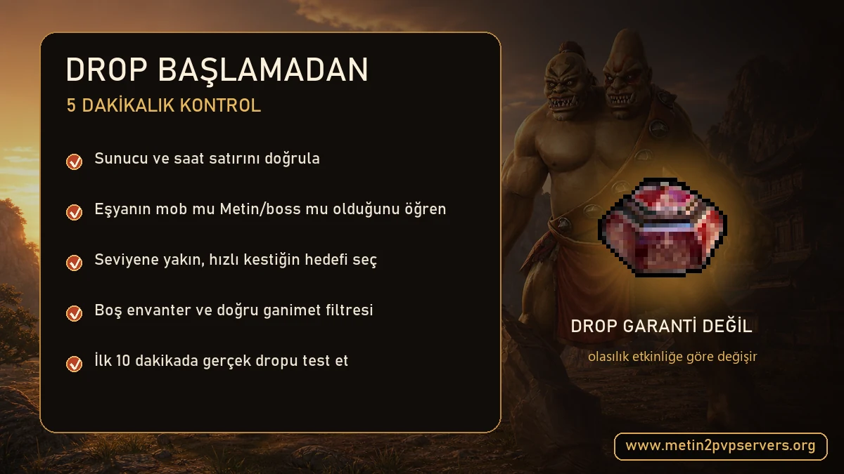 Metin2 ganimet etkinliği öncesi sunucu saat hedef seviye ve filtre kontrol listesi