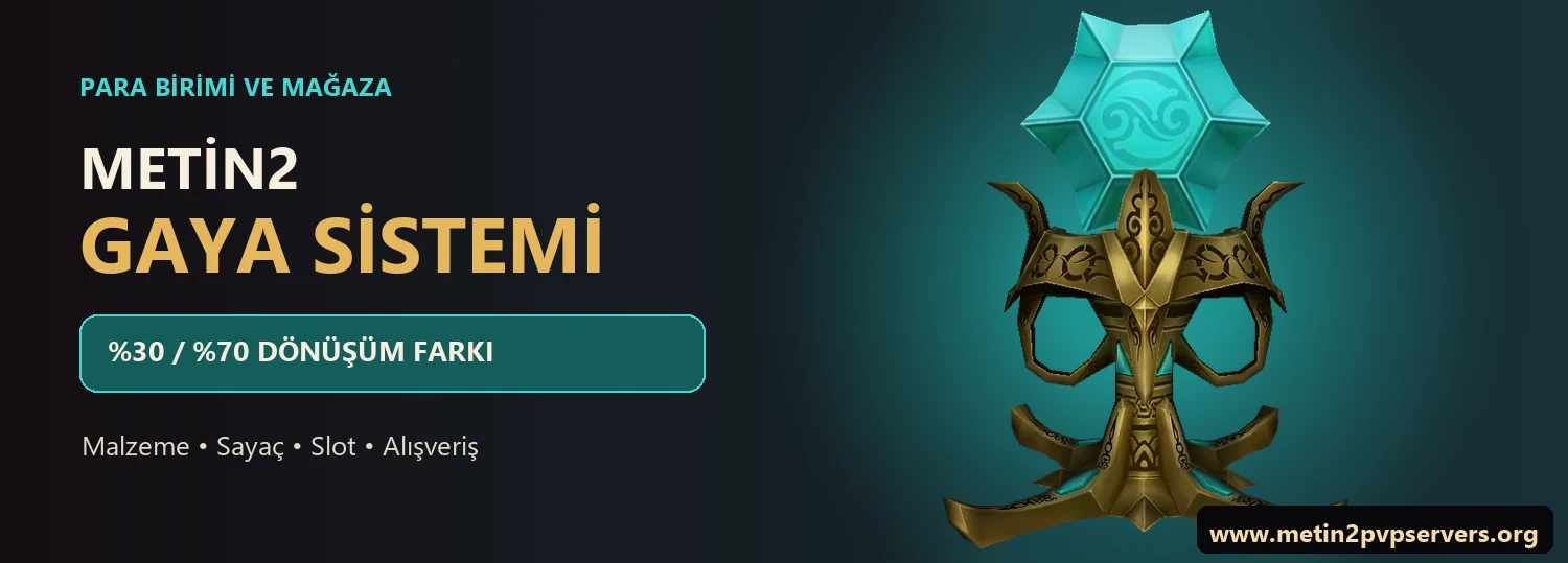 Metin2 Gaya sistemi dönüşüm mağaza sayaç ve slot rehberi