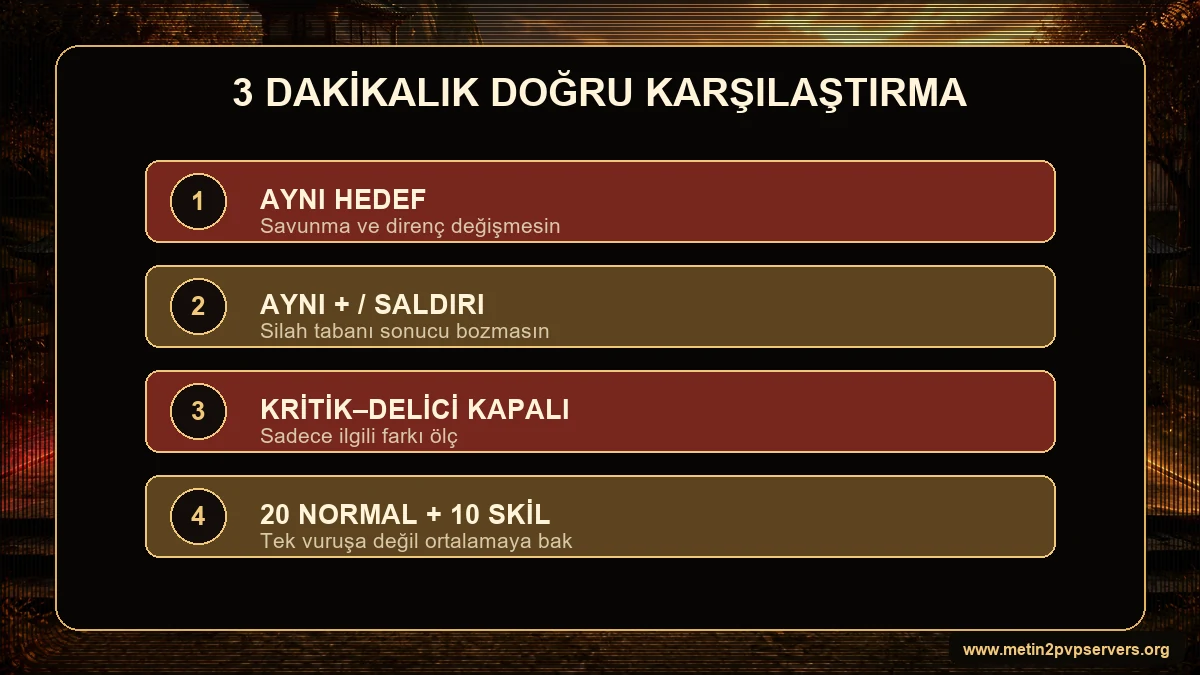 Metin2 iki silahı aynı hedef saldırı değeri ve vuruş sayısıyla karşılaştırma adımları