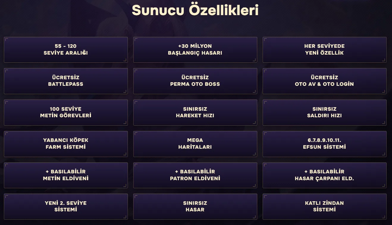 Zenaris2 genel sunucu özellikleri