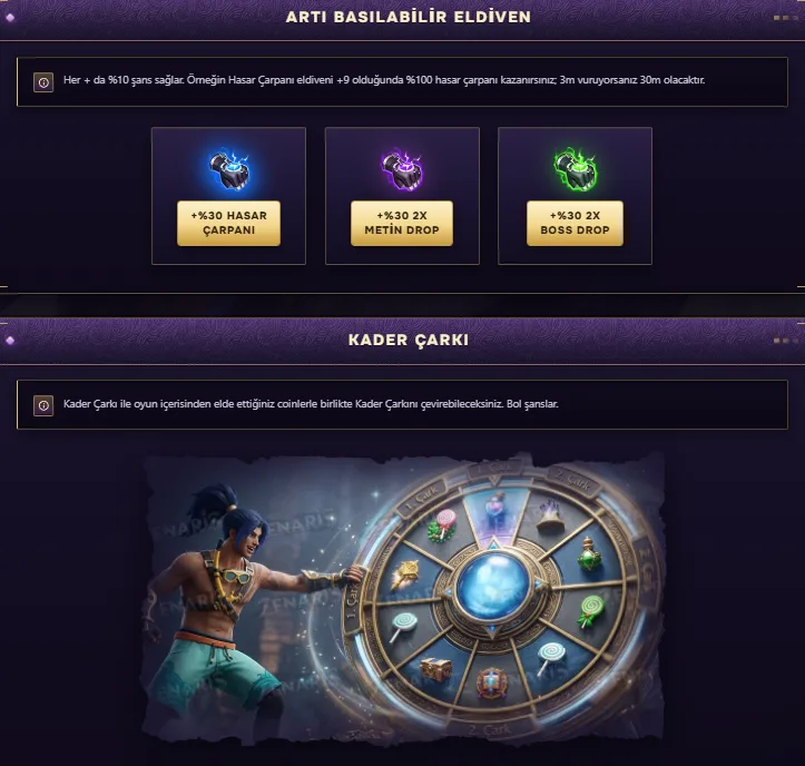 Zenaris2 binek gelişimi ve Kader Çarkı
