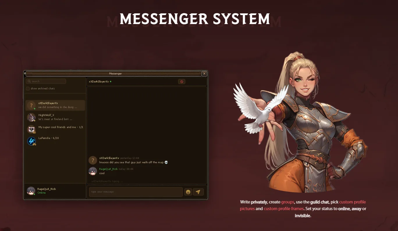 Age of Menor mesajlaşma sistemi