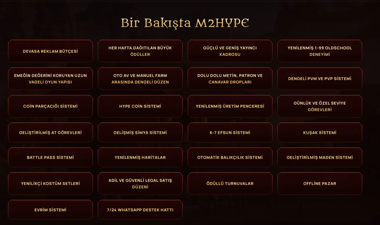 M2Hype genel sunucu özellikleri