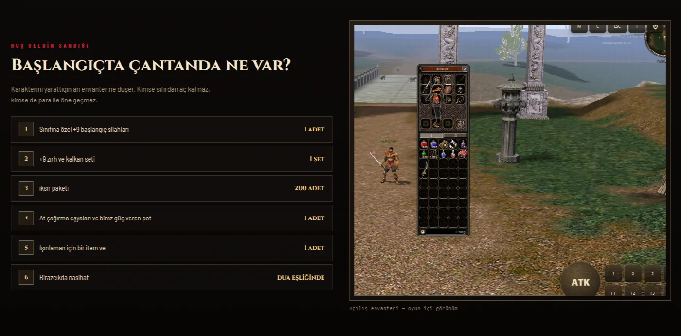 Metin2 Remastered başlangıç envanteri