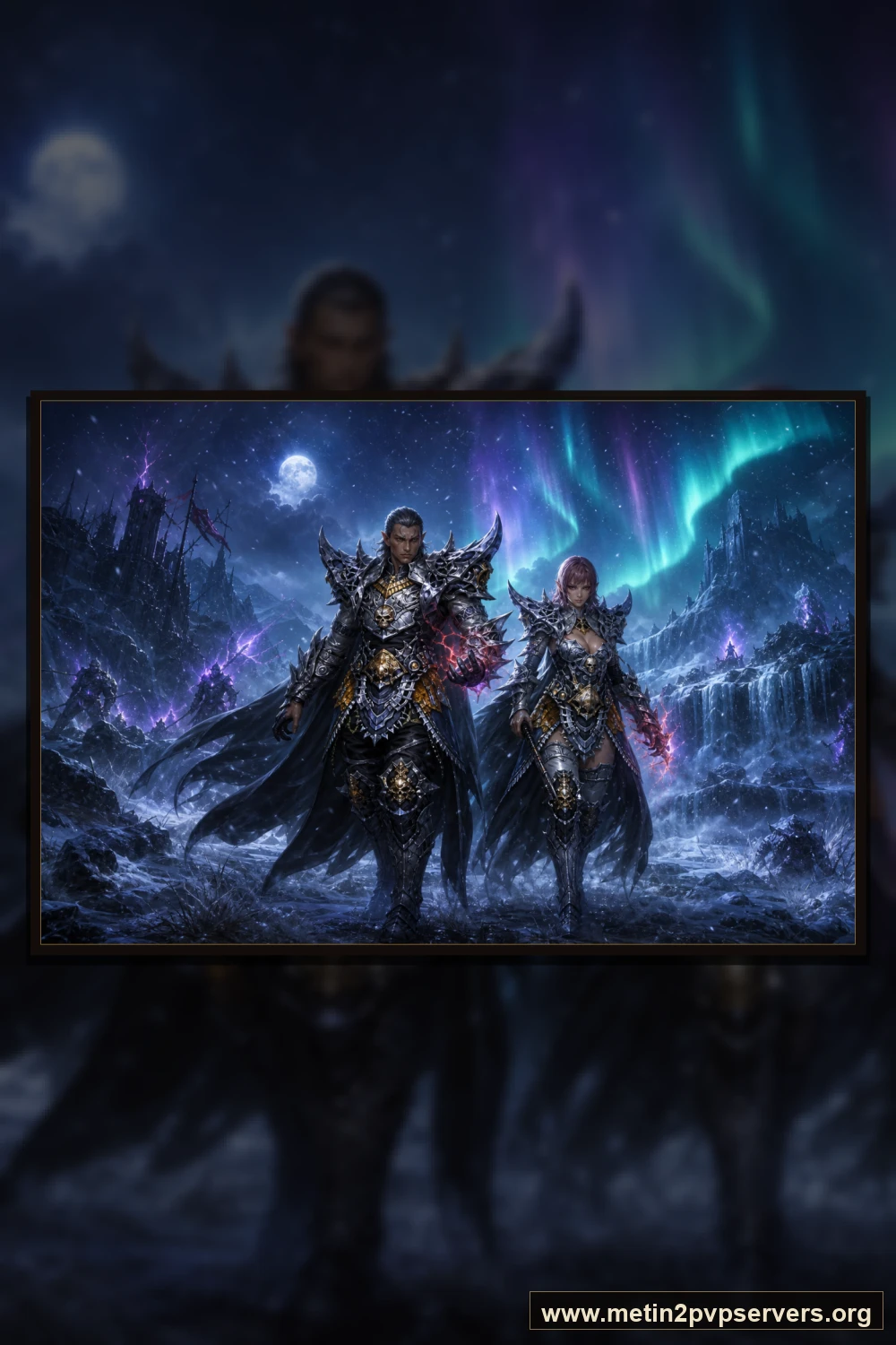 Aurora şelalesinde ruh enerjili Metin2 sura muhafızları için sinematik Metin2 wallpaper dikey telefon duvar kağıdı