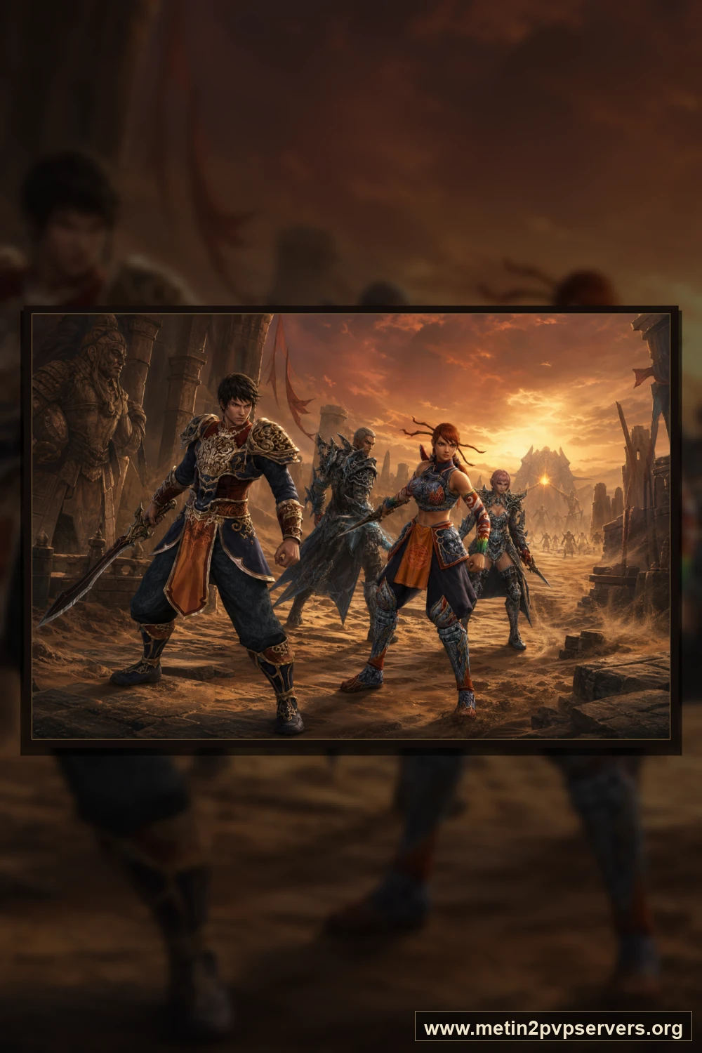 Çöl tapınağında ninja ve sura Metin2 akıncıları için sinematik Metin2 wallpaper dikey telefon duvar kağıdı