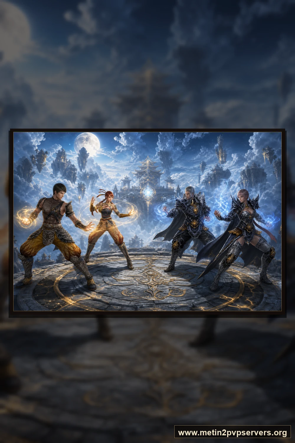Göksel adada ay ışığında ninja ve sura Metin2 nöbetçileri için sinematik Metin2 wallpaper dikey telefon duvar kağıdı