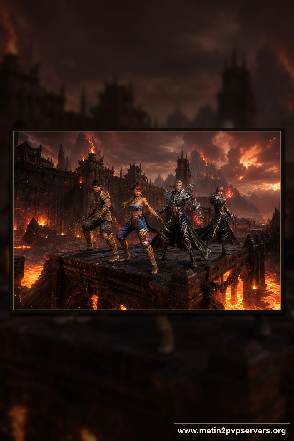 Lav köprüsünde ninja ve sura Metin2 akıncıları için sinematik Metin2 wallpaper dikey telefon duvar kağıdı