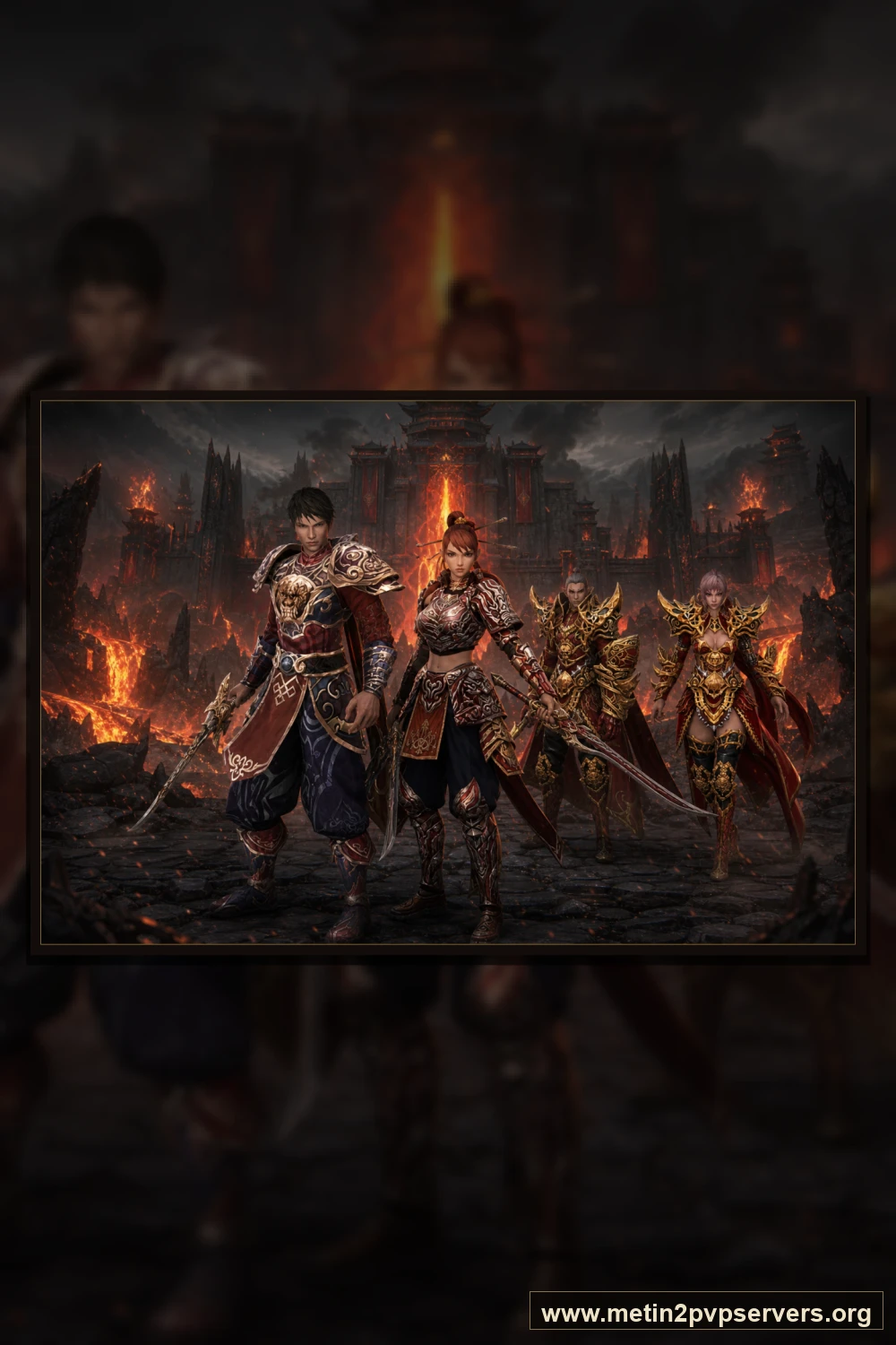 Volkan kalesinde ninja ve sura Metin2 akıncıları için sinematik Metin2 wallpaper dikey telefon duvar kağıdı
