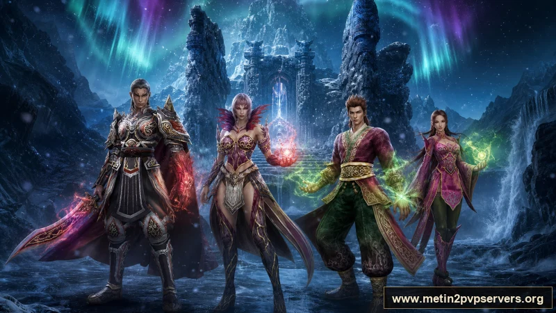 Aurora şelalesinde sura ve şaman Metin2 karakterleri için sinematik Metin2 wallpaper