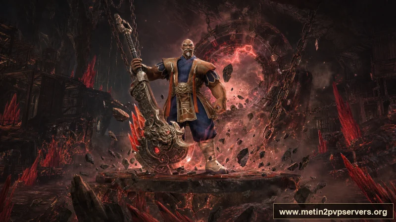 Kızıl cevherli terk edilmiş madende ağır zırhlı Bestial Kaptan boss karakteri için sinematik Metin2 wallpaper