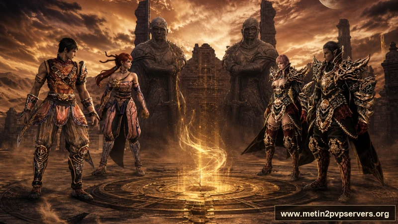 Çöl tapınağında ay ışığında ninja ve sura Metin2 nöbetçileri için sinematik Metin2 wallpaper