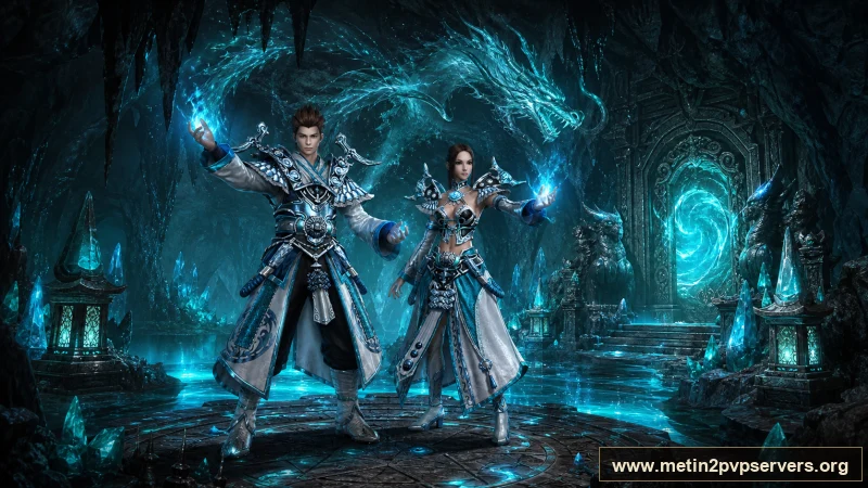 Kristal mağarada ejderha büyüsü yapan Metin2 şamanları için sinematik Metin2 wallpaper
