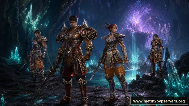 Kristal mağarada ninja ve Hwang zırhlı Metin2 muhafızları için sinematik Metin2 wallpaper